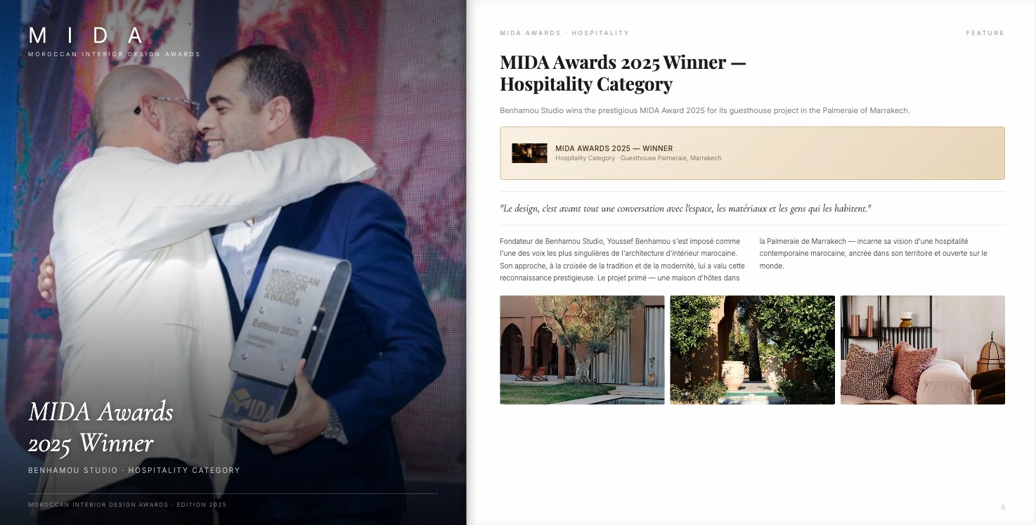 Lauréat MIDA Awards 2025 — Catégorie Hôtellerie